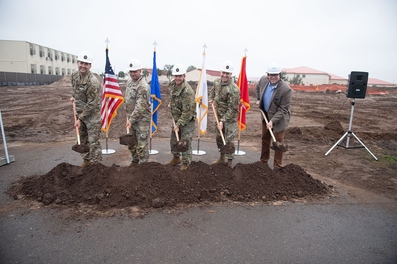 Leaders from USSOCOM and MacDill Air Force Base participating in the groundbreaking ceremony.