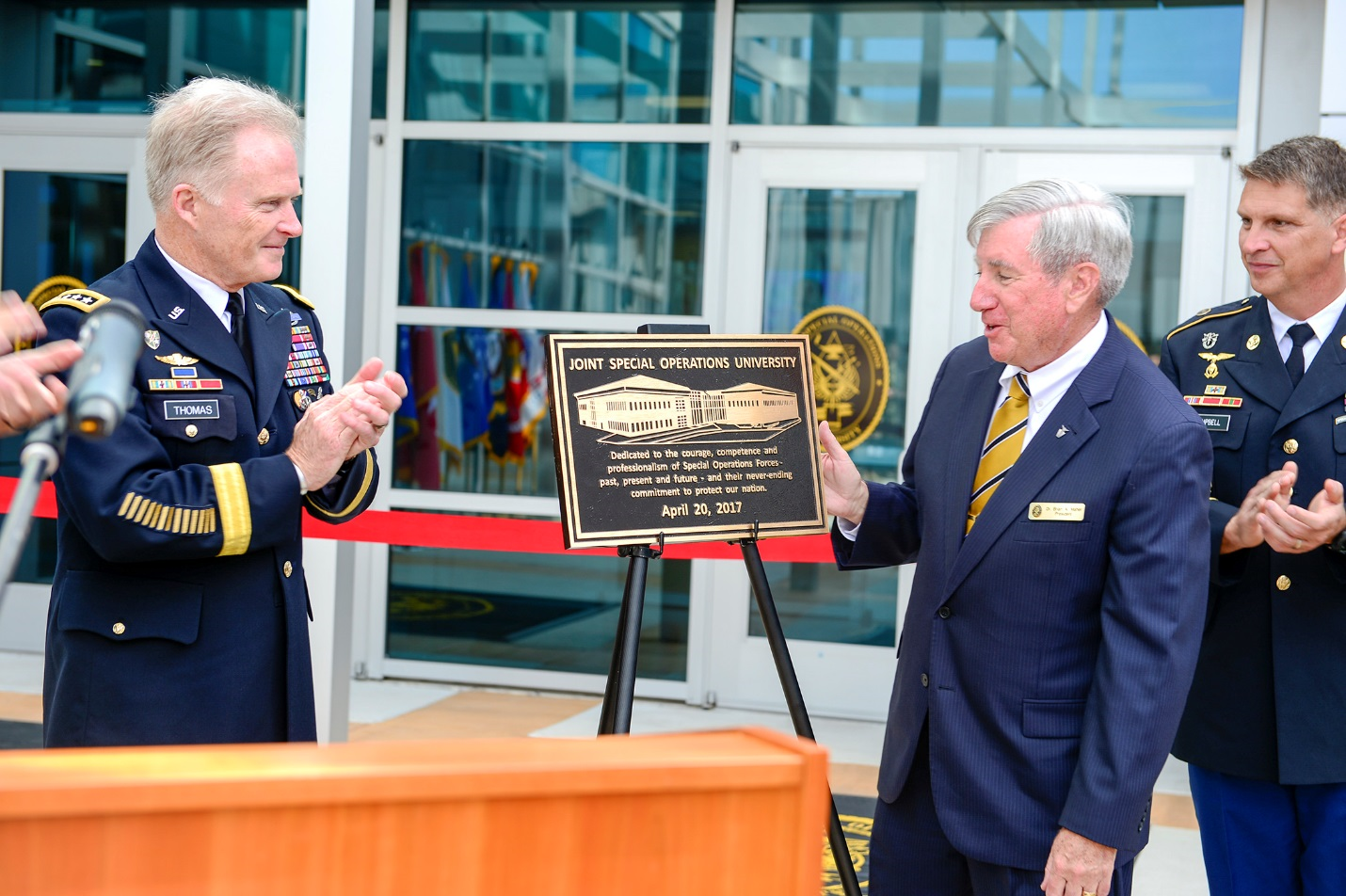 U.S. Army Gen. Raymond A. Thomas III & Dr. Brian Maher JSOU Grand Opening 