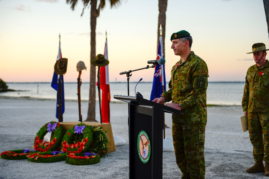 Australian Army Brigadier Paul Kenny, USSOCOM deputy director of operations, recited the Ode of Remembrance.