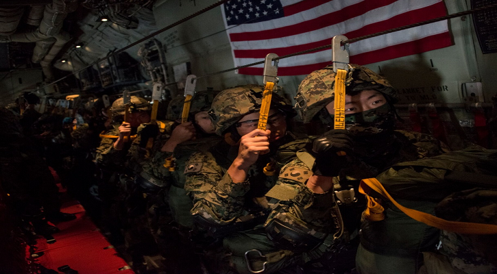 SOF operators during a combined airborne operation.